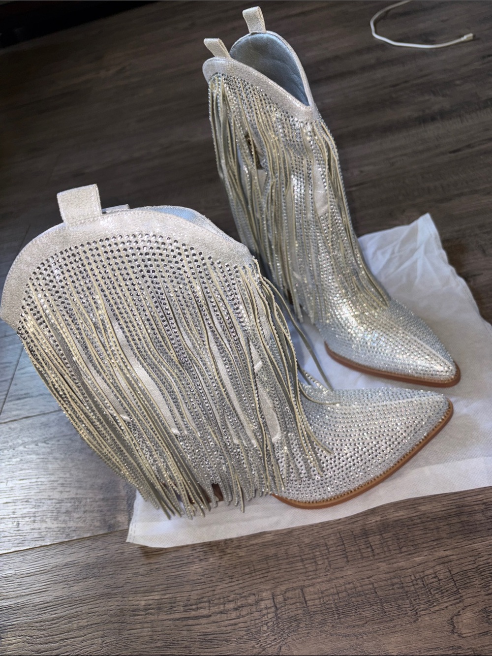 HICLOTSA Womenβs western boots. Bedazzled silver.